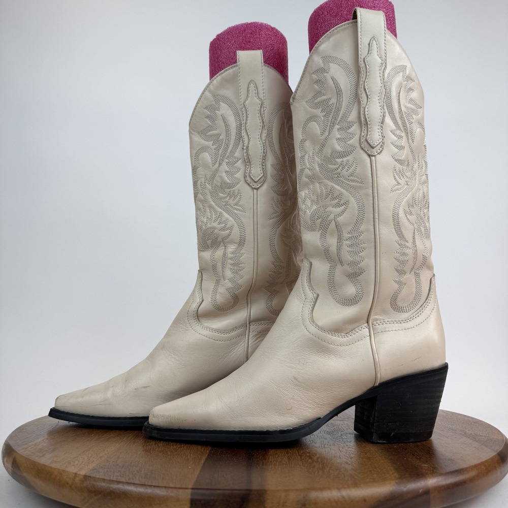 Womens Jeffrey Campbell Dagget Natural Western Leather Cowboy‎ Boots Size 6 M